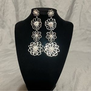 Silver and Rhinestone Chandelier Earrings